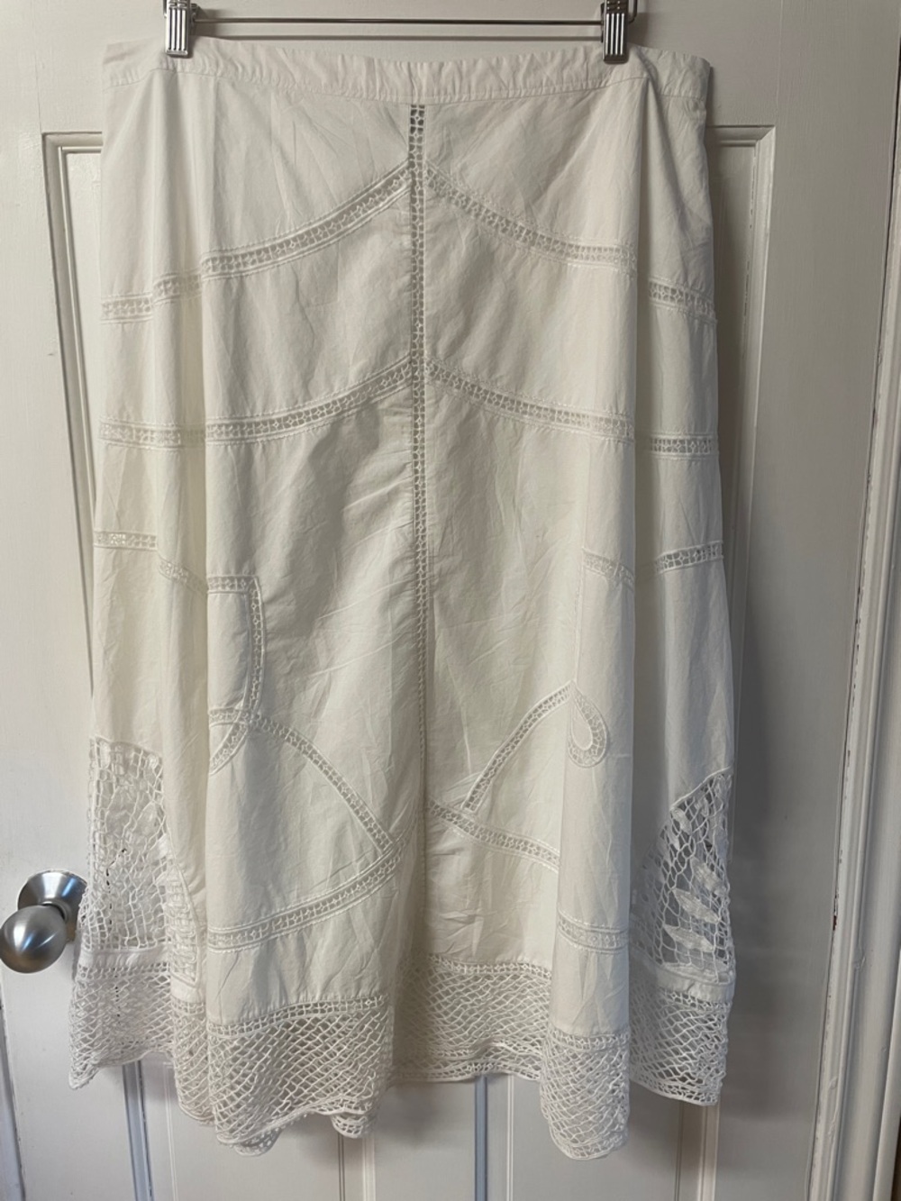 Vineyard Vines lined white boho cotton crochet design maxi skirt women’s size XL